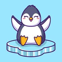 Cute Penguin Cartoon Icon Illustration. Animal Flat Cartoon Style vector