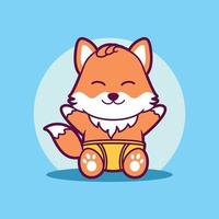 Cute Baby Fox wearing diapers vector illustration