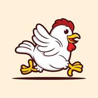 pollo corriendo, caricatura divertida ilustración vectorial de pollo vector