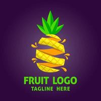Abstract pineapple logo template. Flat vector design for organic shop, healthy food store and cafe.