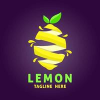 Abstract lemon logo template. Flat vector design for organic shop, healthy food store and cafe.