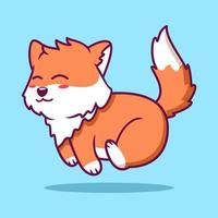 Cute Fox Running Cartoon Icon Illustration. Animal Flat Cartoon Style vector