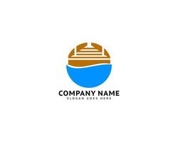 Beach Pier Dock Logo Design Vector