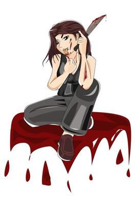Girl with knife character design illustration