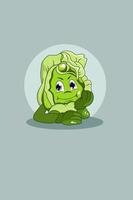 Cute cabbage with hand character design illustration vector