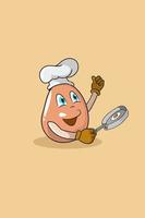 Cute cartoon eggs with cooking character design illustration vector