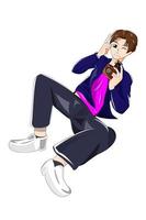 Boy with camera character design illustration vector