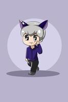 Cute boy animal costume character design illustration vector