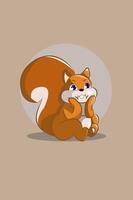 Cute animal squirrel with sad character design illustration vector