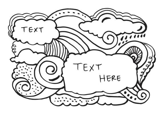 Hand drawn frames.hand drawn floral doodle frame. clouds, swirl and line art. Abstract background. Good for cards, invitations, wedding and more.