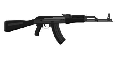 Russian black AK 74 Kalashnikov assault rifle with butt. Concept of terrorism and war. vector