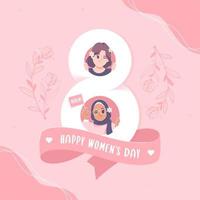 cute happy women's day illustration background vector