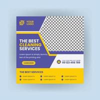Cleaning service social media post. Corporate office and house cleaning service web banner template design. vector