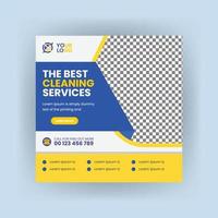 Cleaning service social media post. Corporate office and house cleaning service web banner template design. vector