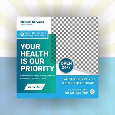 Medical healthcare service social media marketing banner template