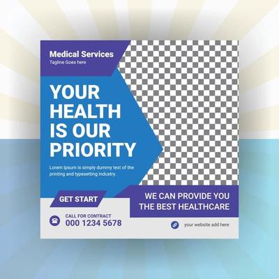 Medical healthcare service social media marketing banner template