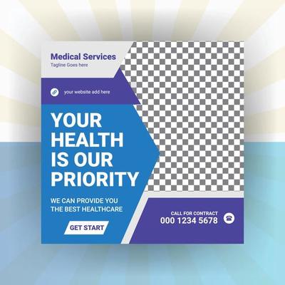 Medical healthcare service social media marketing banner template