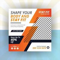 Fitness gym social media square banner template Instagram post vector