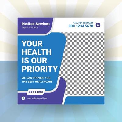 Medical healthcare service social media marketing banner template