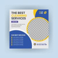 Cleaning service social media post. Corporate office and house cleaning service web banner template design. vector