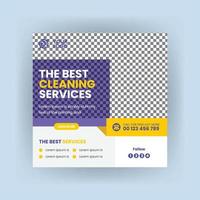 Cleaning service social media post. Corporate office and house cleaning service web banner template design. vector