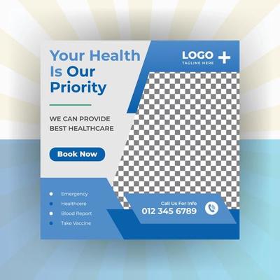 Medical healthcare service social media marketing banner template