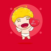 Cute Cupid angel sharing love cartoon character. Valentine's day design concept. vector