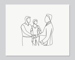 man meeting clients continuous one line illustration vector