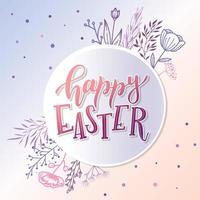Happy Easter lettering quote decorated with floral elements. Good for posters, prints, card, invitations, templates, etc. EPS 10 vector