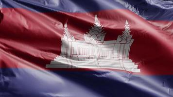 Cambodja vlag langzaam zwaaien op de wind-lus. Cambodjaanse banner zwaaiend op de wind. volledige vulling achtergrond. 20 seconden lus. video