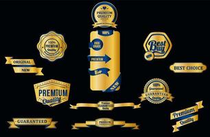 Luxury premium golden badges and ribbons vector