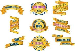 sales labels ribbons templates elegant gold shapes vector