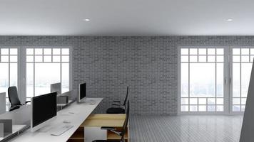 3d render espacio de trabajo de oficina realista maqueta minimalista moderna foto