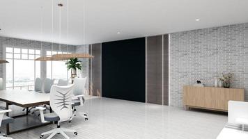 3D render office workspace modern meeting room mockup photo