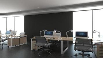 3D Render Realistic Office Workspace Modern Minimalist mockup photo