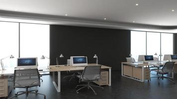 3d render espacio de trabajo de oficina realista maqueta minimalista moderna foto