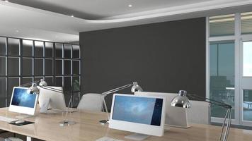 3D Render Realistic Office Workspace Modern Minimalist mockup photo