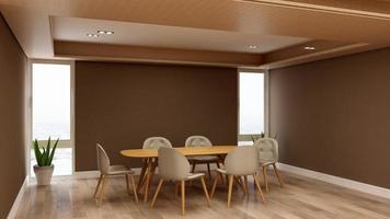 3D render office workspace modern meeting room mockup photo