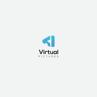 logotipo de estudio de casa virtual letra v vector
