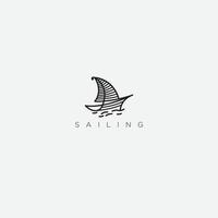 sailing line art vintage simple logo minimalist vector