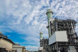 view of pipelines and towers, heavy industry. photo