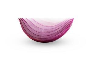 sliced red onion on white background photo