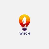 witch flame and leaf logo magic vector