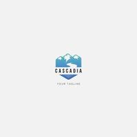 cascadia landscape logo mountain hill and river badge vector