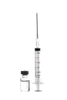medical ampoules and syringe isolated on white blackground photo