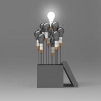 drawing idea pencil and light bulb concept outside the box as creative and leadership concept photo