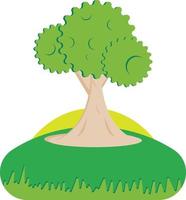 vector garden with big tree. for animation, design elements, cartoons. cheerful modern colored style design