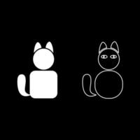 Cat icon set white color illustration flat style simple image vector