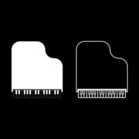 Grand piano icon set white color illustration flat style simple image vector