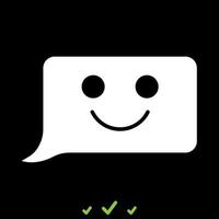 comentar el mensaje de sonrisa es un icono blanco. vector